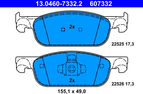 ATE 13.0460-7332.2 - Brake Pad Set, disc brake car-mod.net