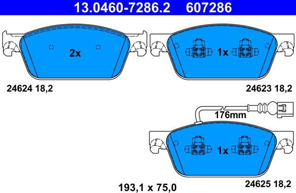 ATE 13.0460-7286.2 - Brake Pad Set, disc brake car-mod.net