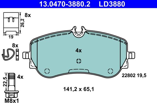 ATE 13.0470-3880.2 - Brake Pad Set, disc brake car-mod.net