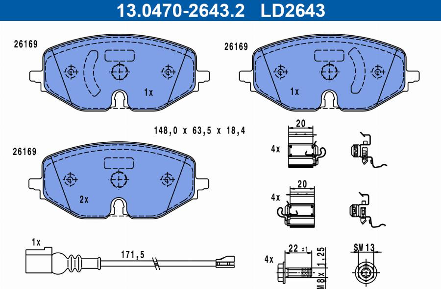 ATE 13.0470-2643.2 - Brake Pad Set, disc brake car-mod.net