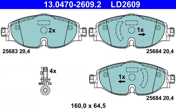 ATE 13.0470-2609.2 - Brake Pad Set, disc brake car-mod.net