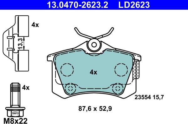 ATE 13.0470-2623.2 - Brake Pad Set, disc brake car-mod.net