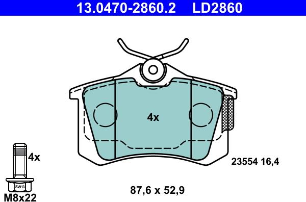 ATE 13.0470-2860.2 - Brake Pad Set, disc brake car-mod.net
