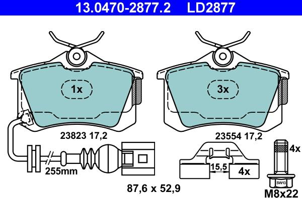 ATE 13.0470-2877.2 - Brake Pad Set, disc brake car-mod.net