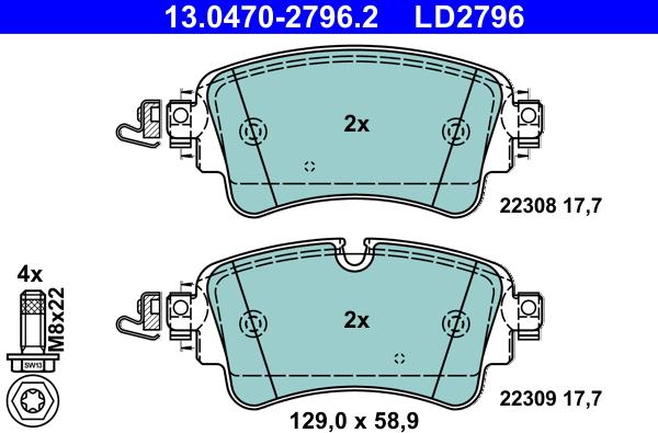 ATE 13.0470-2796.2 - Brake Pad Set, disc brake car-mod.net