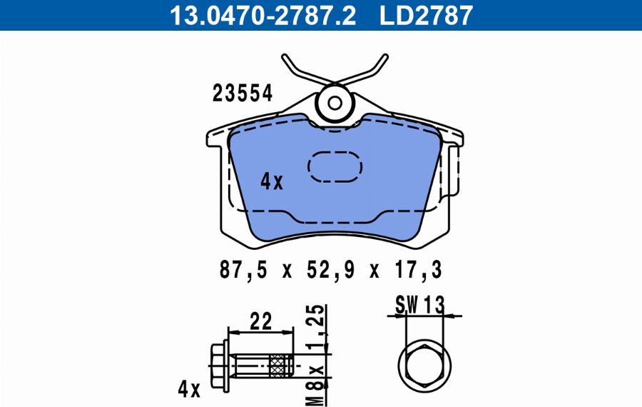 ATE 13.0470-2787.2 - Brake Pad Set, disc brake car-mod.net