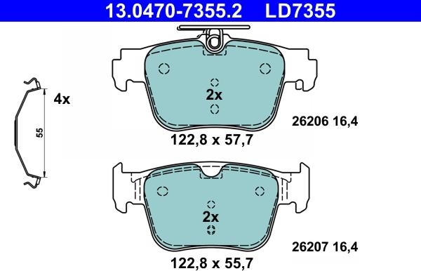 ATE 13.0470-7355.2 - Brake Pad Set, disc brake car-mod.net