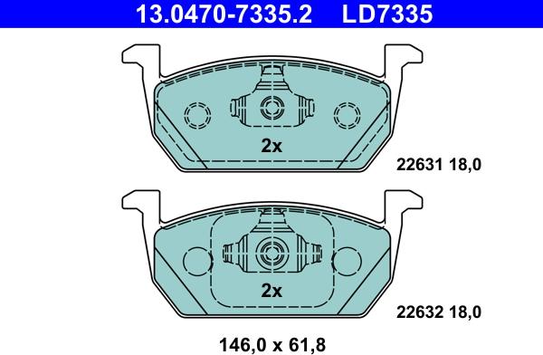 ATE 13.0470-7335.2 - Brake Pad Set, disc brake car-mod.net