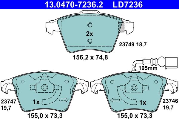 ATE 13.0470-7236.2 - Brake Pad Set, disc brake car-mod.net