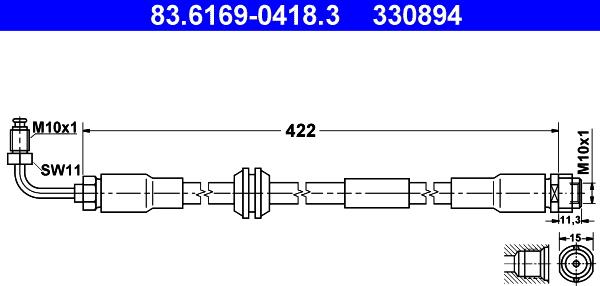 ATE 83.6169-0418.3 - Brake Hose car-mod.net