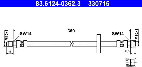ATE 83.6124-0362.3 - Brake Hose car-mod.net