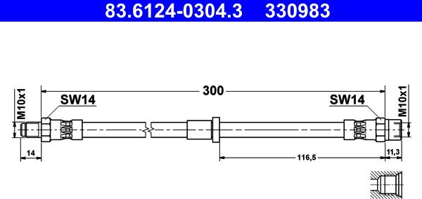 ATE 83.6124-0304.3 - Brake Hose car-mod.net