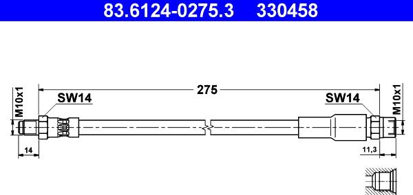 ATE 83.6124-0275.3 - Brake Hose car-mod.net