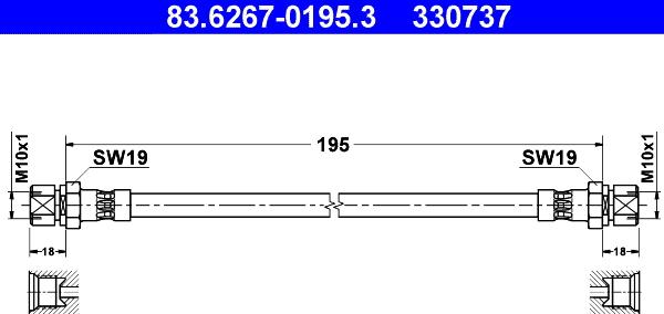 ATE 83.6267-0195.3 - Brake Hose car-mod.net