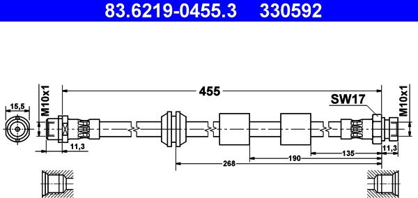 ATE 83.6219-0455.3 - Brake Hose car-mod.net