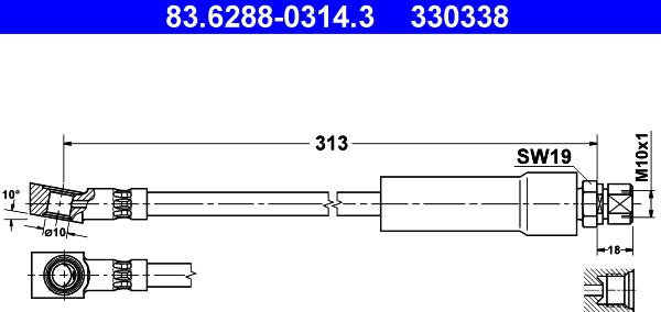 ATE 83.6288-0314.3 - Brake Hose car-mod.net