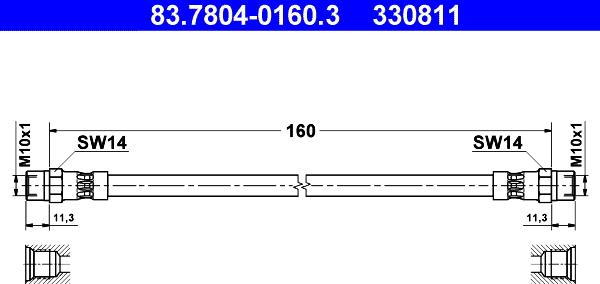 ATE 83.7804-0160.3 - Brake Hose car-mod.net
