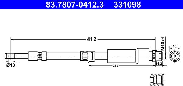 ATE 83.7807-0412.3 - Brake Hose car-mod.net