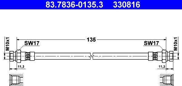 ATE 83.7836-0135.3 - Brake Hose car-mod.net