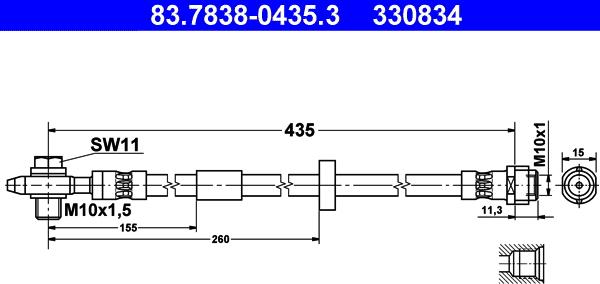 ATE 83.7838-0435.3 - Brake Hose car-mod.net