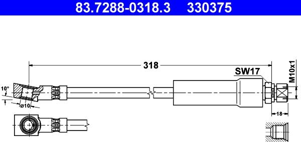ATE 83.7288-0318.3 - Brake Hose car-mod.net