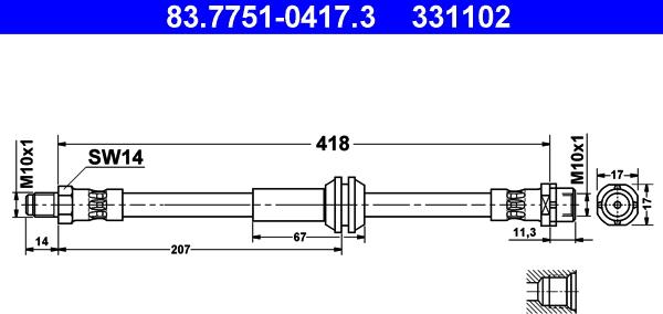 ATE 83.7751-0417.3 - Brake Hose car-mod.net