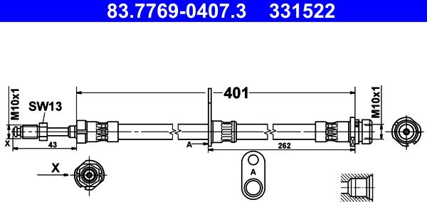 ATE 83.7769-0407.3 - Brake Hose car-mod.net