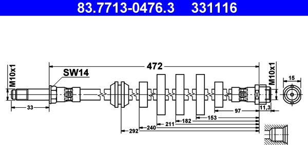ATE 83.7713-0476.3 - Brake Hose car-mod.net