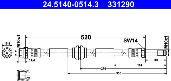 ATE 24.5140-0514.3 - Brake Hose car-mod.net