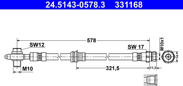 ATE 24.5143-0578.3 - Brake Hose car-mod.net