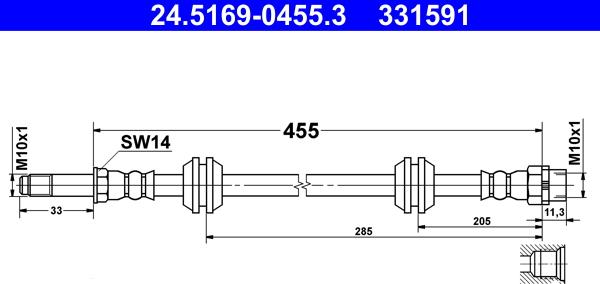 ATE 24.5169-0455.3 - Brake Hose car-mod.net