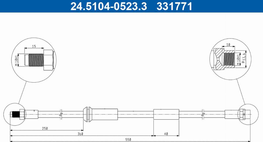 ATE 24.5104-0523.3 - Brake Hose car-mod.net