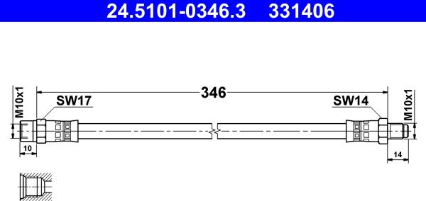 ATE 24.5101-0346.3 - Brake Hose car-mod.net