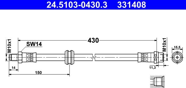 ATE 24.5103-0430.3 - Brake Hose car-mod.net
