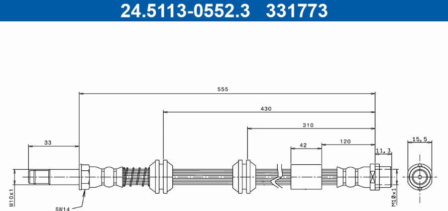 ATE 24.5113-0552.3 - Brake Hose car-mod.net
