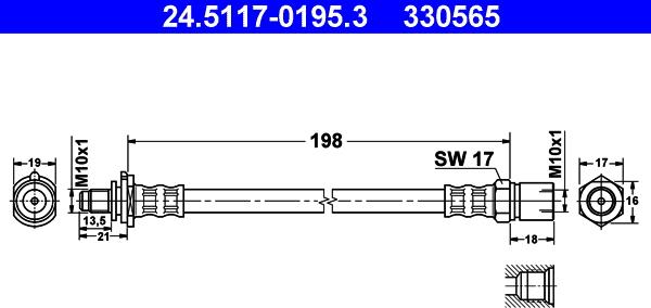 ATE 24.5117-0195.3 - Brake Hose car-mod.net