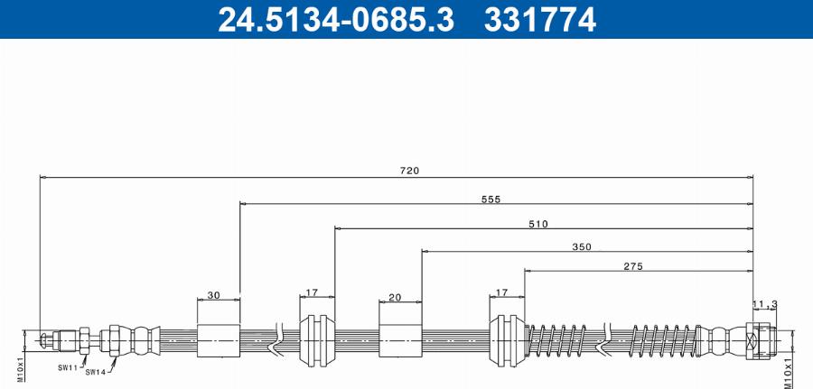 ATE 24.5134-0685.3 - Brake Hose car-mod.net