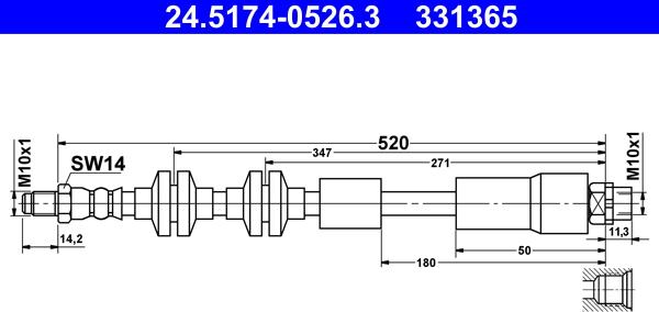 ATE 24.5174-0526.3 - Brake Hose car-mod.net