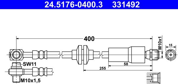 ATE 24.5176-0400.3 - Brake Hose car-mod.net