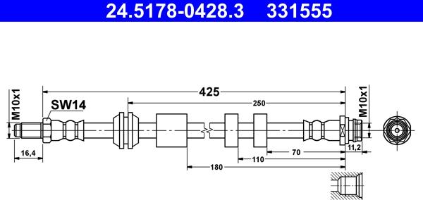 ATE 24.5178-0428.3 - Brake Hose car-mod.net