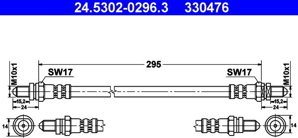 ATE 24.5302-0296.3 - Brake Hose car-mod.net