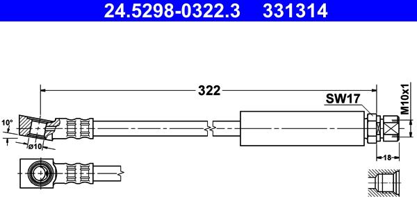 ATE 24.5298-0322.3 - Brake Hose car-mod.net
