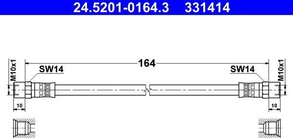 ATE 24.5201-0164.3 - Brake Hose car-mod.net