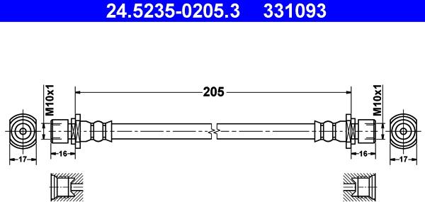 ATE 24.5235-0205.3 - Brake Hose car-mod.net