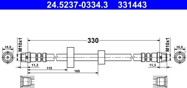 ATE 24.5237-0334.3 - Brake Hose car-mod.net