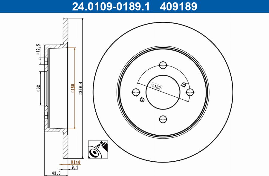 ATE 24.0109-0189.1 - Brake Disc car-mod.net