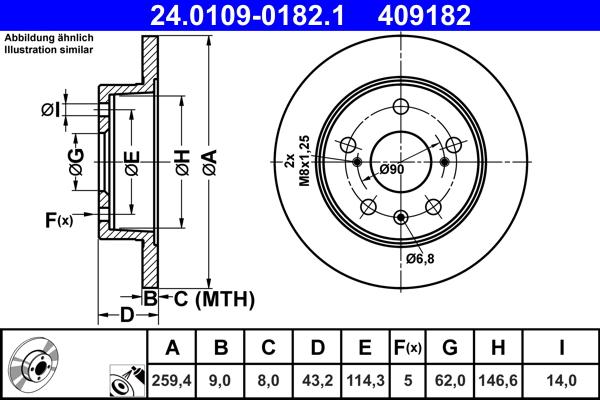 ATE 24.0109-0182.1 - Brake Disc car-mod.net