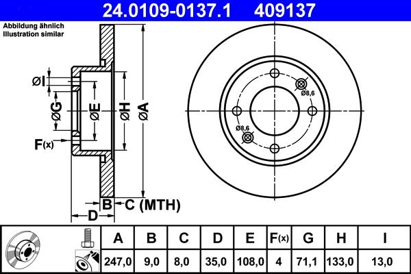 ATE 24.0109-0137.1 - Brake Disc car-mod.net