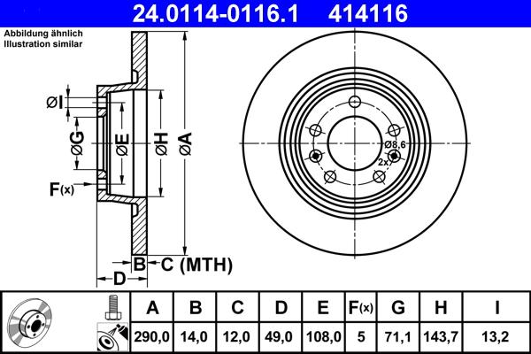 ATE 24.0114-0116.1 - Brake Disc car-mod.net