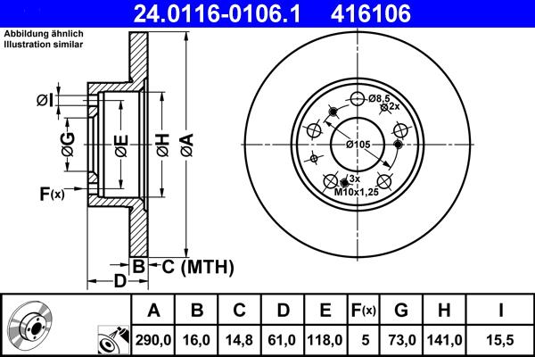 ATE 24.0116-0106.1 - Brake Disc car-mod.net